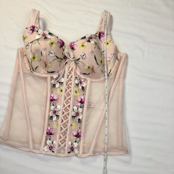Victoria’s Secret Floral Embroidered Corset Bustier XL Coquette Festival Bridal - Picture 5 of 14